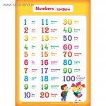 Плакат  обучающий "Английские цифры" А2 ( Сима-Ленд)