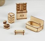 Набор деревянной мебели для кукол Ванная