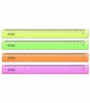 Линейка 25 см пласт цветное ассорти  прозрачное