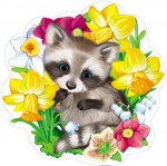 Плакат вырубной А-4 Енот весенний