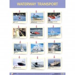 Плакат  Англ. WATERWAY TRANSPORT. Водный транспорт.
