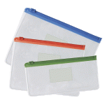 Папка на молнии с карманом  А6 прозрачная Бюрократ