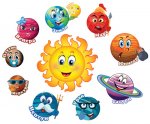 Комплект украшений на скотче Веселая солнечная система