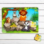 Рамка вкладыш из дерева Звери на камнях