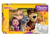 Пазл+раскраска 24 Маша и Медведь