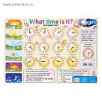 Плакат "Английский язык. Который час" изучение времени, А2 Сима-Ленд