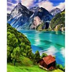 Алмазная вышивка с полным заполнением Горное озеро, 40 х 50 см