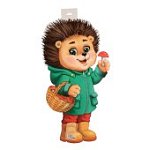 Плакат вырубной А-3 Осенний ежик с корзиной грибов