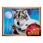 Алмазная мозаика с частичным заполнением Волки, 30 х 40 см.